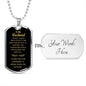 To My Husband - Thank You - Dog Tag - Military Ball Chain